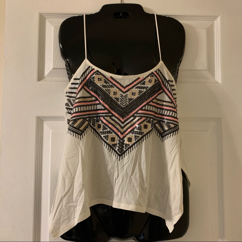 Express Aztec beaded crop tank top